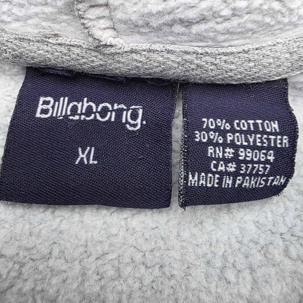 Billabong Hoodie Men XL Gray Spellout Logo Pullover Sweatshirt Y2K Skate Surf - Picture 3 of 6
